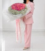 دسته گل 40 شاخه با ژیپسوفیلا